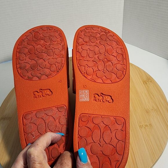 COACH Udele Signature Rubber Slides Fiery Red, Sz 10 B With Box Limited Edition - Picture 16 of 16